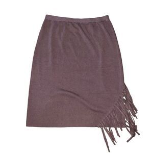 CUPIO Brown Elastic Skirt With Fringe Size XXL